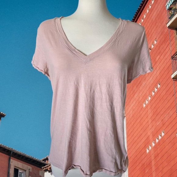 Madewell Pink V-Neck Relaxed Tee Summer Casual Cotton Short Sleeve Size M - Picture 5 of 7